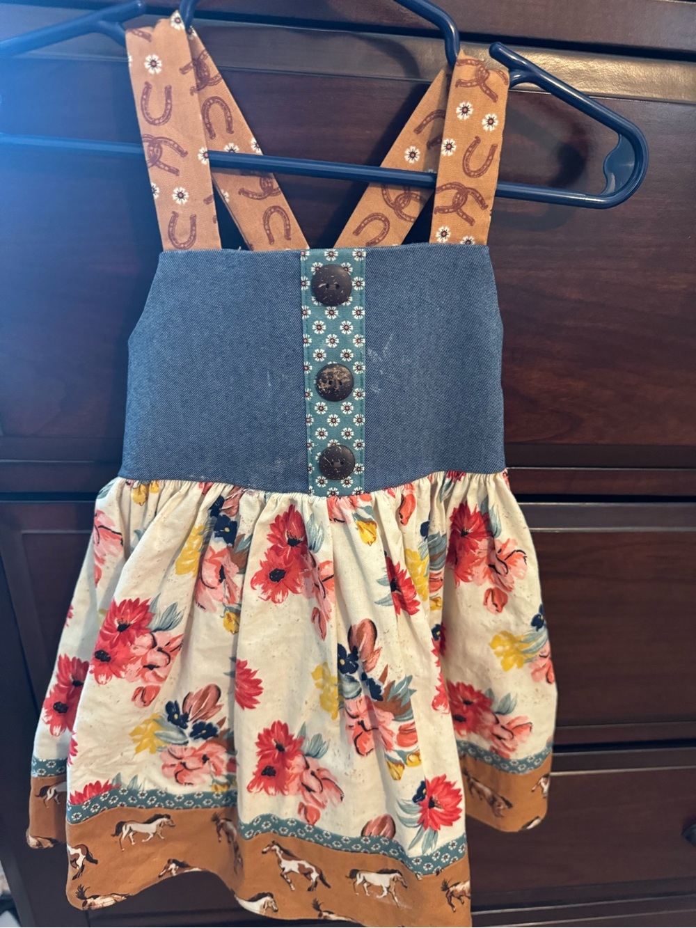 Ricrac & Ruffles - Western Floral Baby Dress or Top with adjustable straps